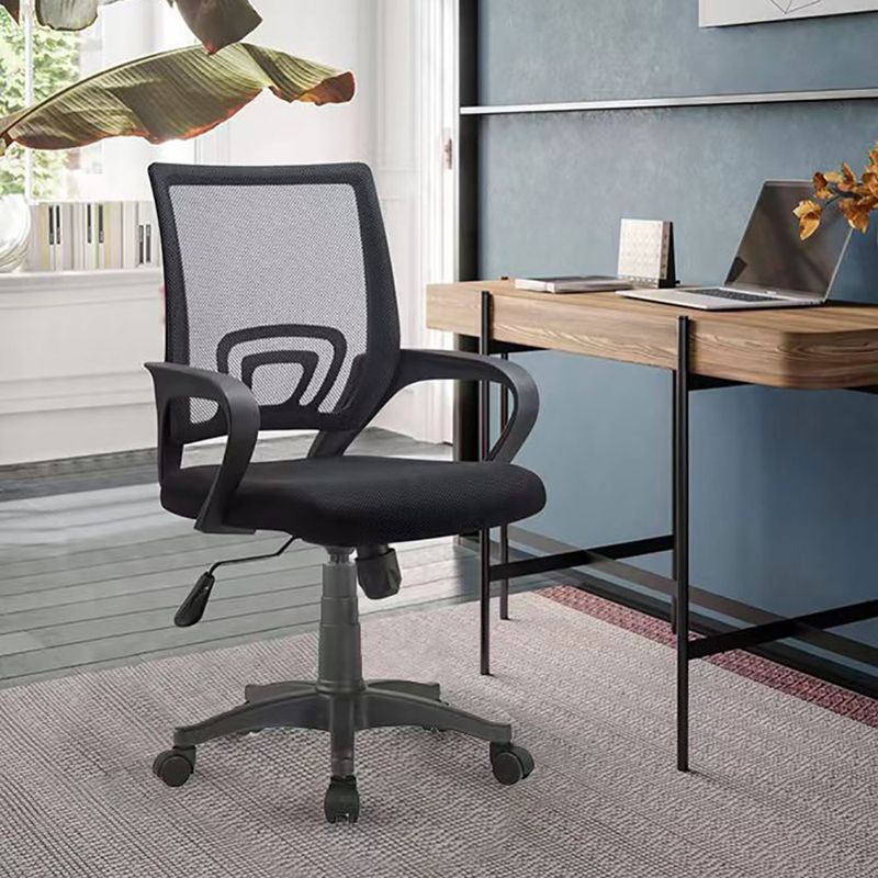 SILLA SECRETARIAL CON BRAZOS MALLA NEGRO