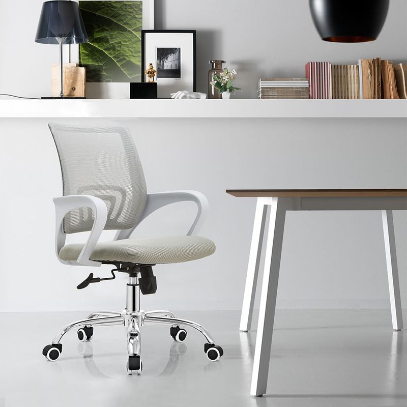 SILLA SECRETARIAL CON BRAZOS MALLA BLANCA