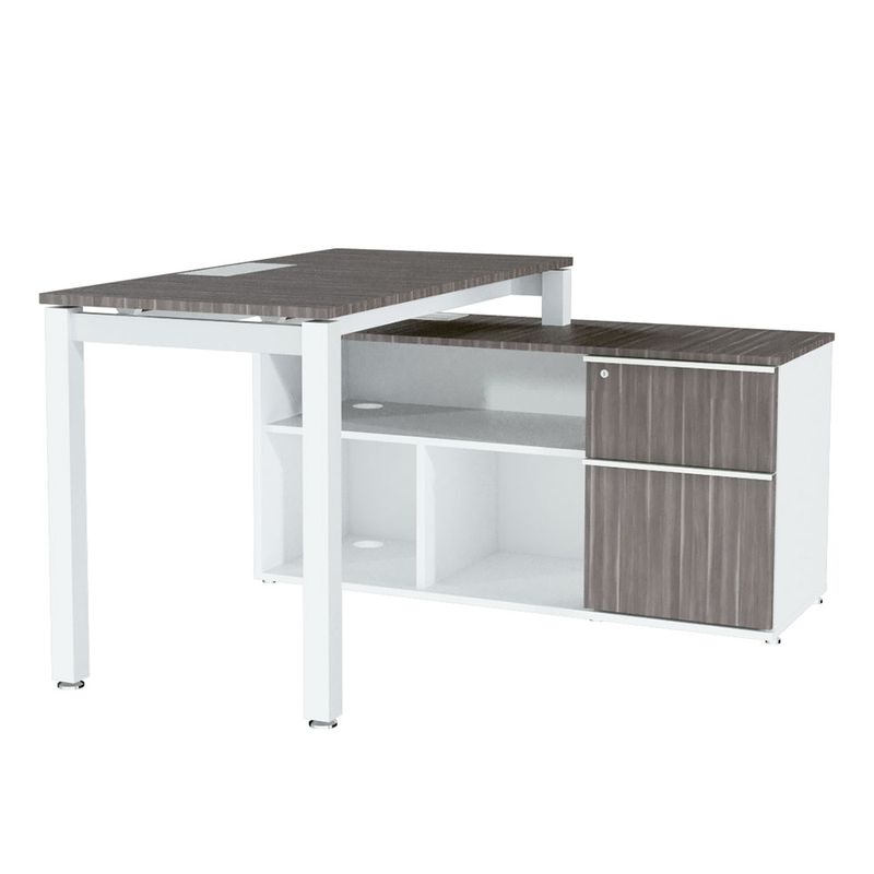 CONJUNTO EJECUTIVO ESCRITORIO S/CREDENZA  DER 150 MT CENIZO BLANCO