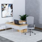 ESCRITORIO TIPO L THORINO CON ARCHIVERO EUCALIPTO 140 X 140