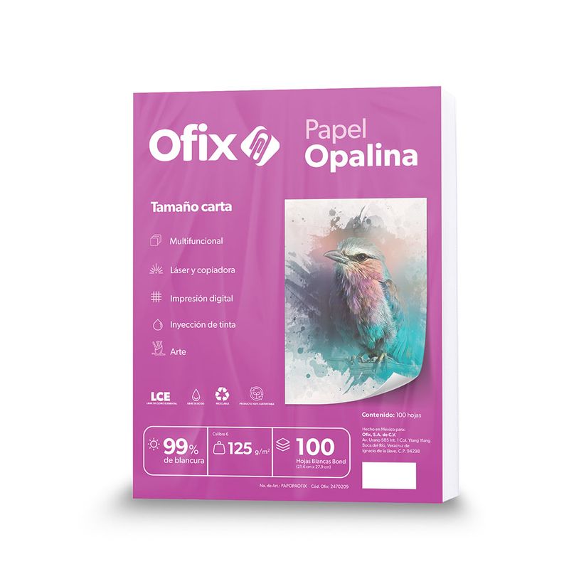 PAPEL OPALINA CARTA BLANCA OFIX CON 100HJS