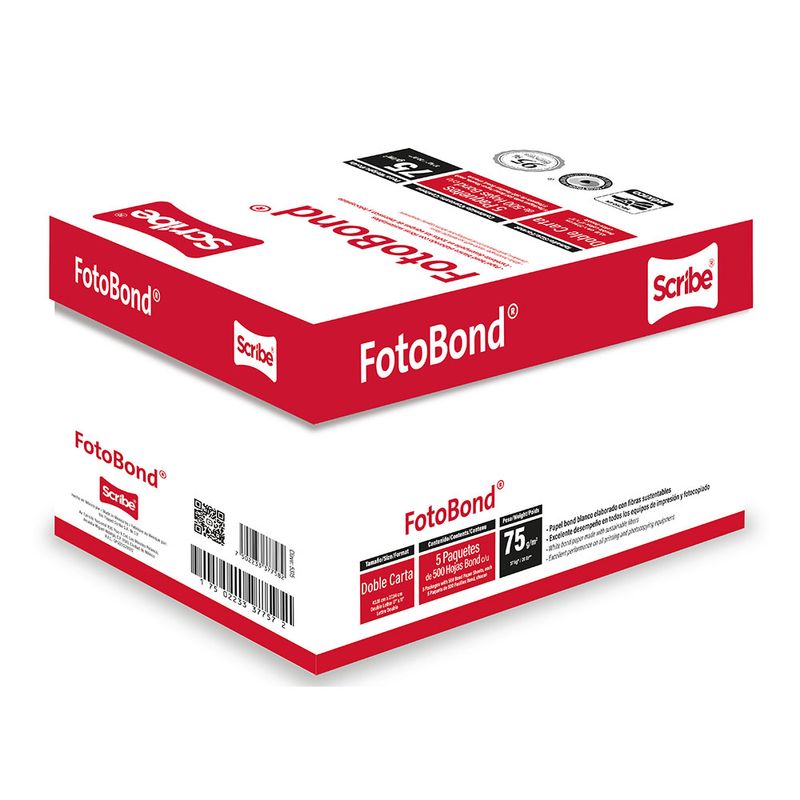 PAPEL FOTOBOND DOBLE CARTA BLANCO 37K CAJA 5 PAQUETES