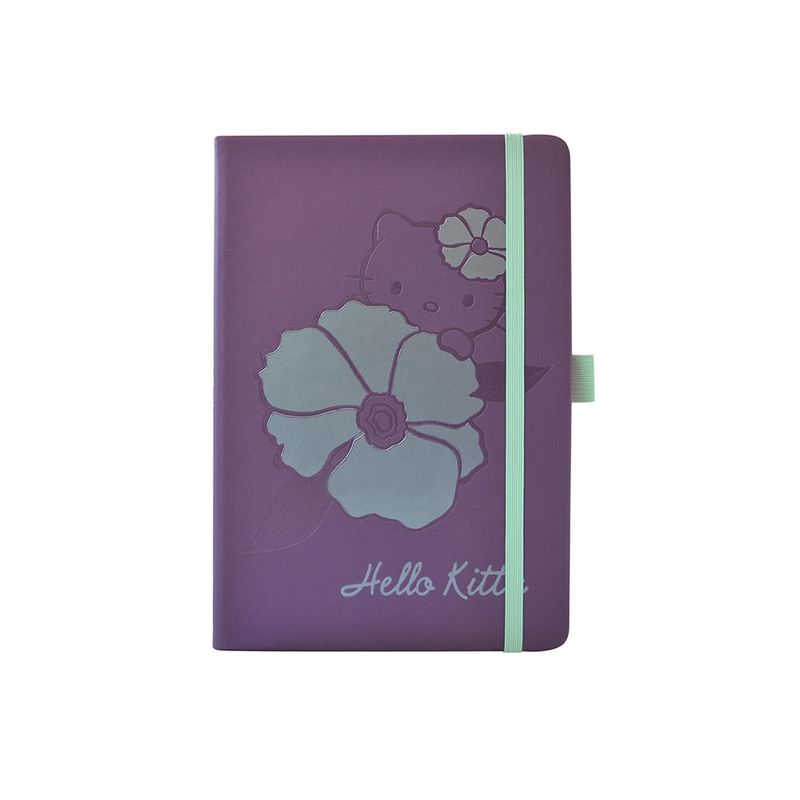 LIBRETA ESQUELA RAYAS HELLO KITTY MORADO/AQUA 96H