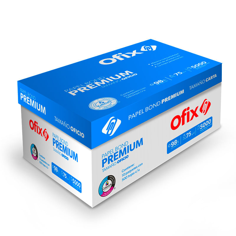 PAPEL OFIX PREMIUM OFICIO BLANCO 37K CAJA 10 PAQUETES
