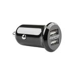 CARGADOR PARA AUTO 2 PUERTO USB 24 AMPER, NEGRO