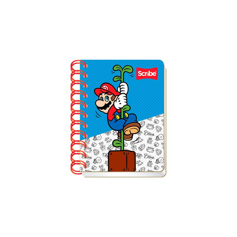 LIBRETA ESPIRAL POCKET 80H RAYAS SUPER MARIO