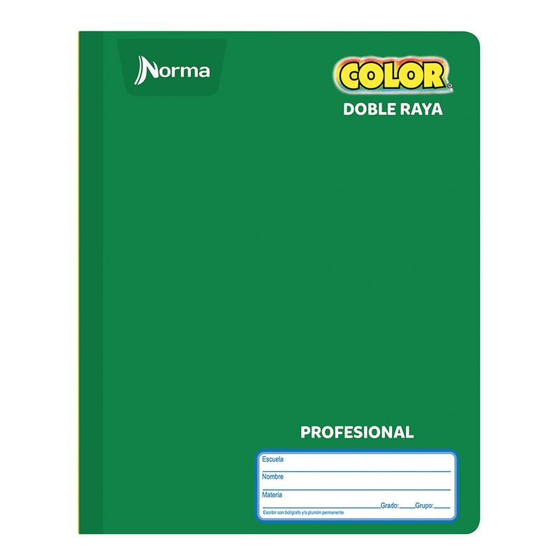 CUADERNO COSIDO PROFESIONAL 100H D/R NORMA COLOR