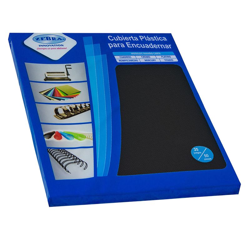 CUBIERTA PLASTICA CARTA CROMO NEGRO 25 JUEGOS ZEBRA C-600