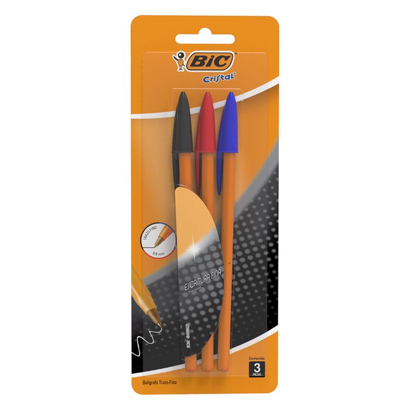 BOLIGRAFO FINO SURTIDOS BIC CRISTAL BLT C/3 PZS