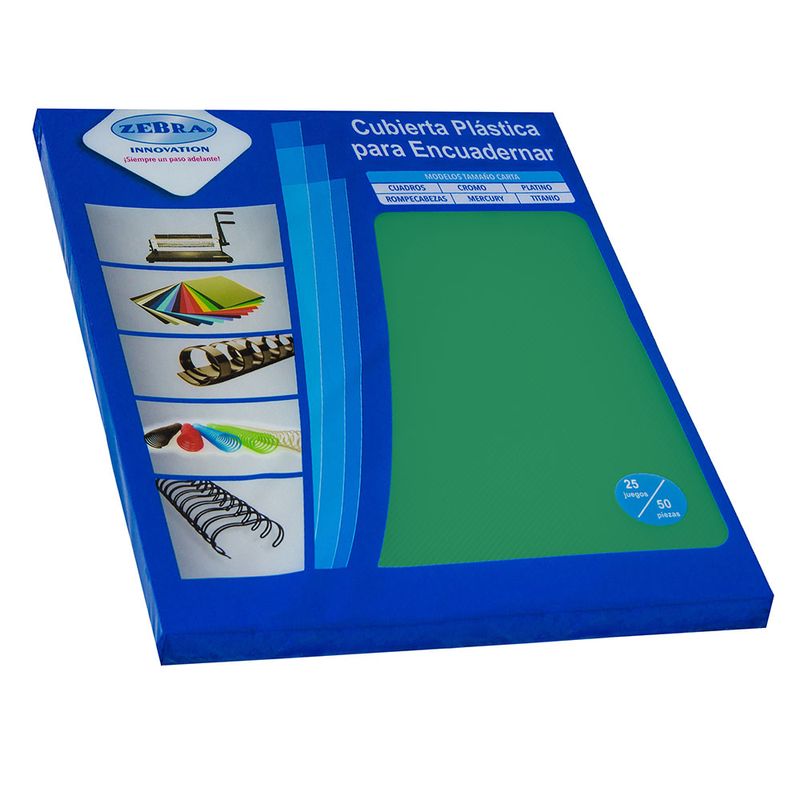 CUBIERTA PLASTICA CARTA PLATINO VERDE 25 JUEGOS ZEBRA P-105