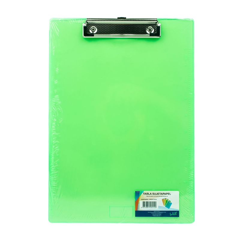 TABLA DE PLASTICO SUJETA PAPELES CARTA COLORES SURTIDOS