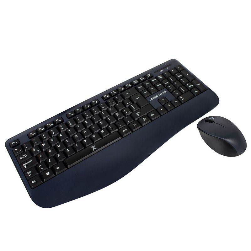 KIT TECLADO Y MOUSE INALAMBRICO RF CURVO ERGONOMICO
