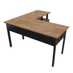 ESCRITORIO TIPO L THORINO CON ARCHIVERO EUCALIPTO CON ESTRUCTURA NEGRA 140 X 140