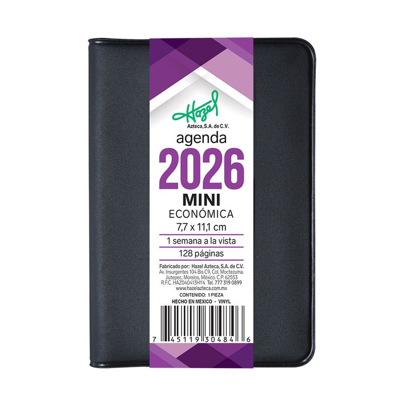 50759 - AGENDA MINI PLANE BOLSILLO NEGRO