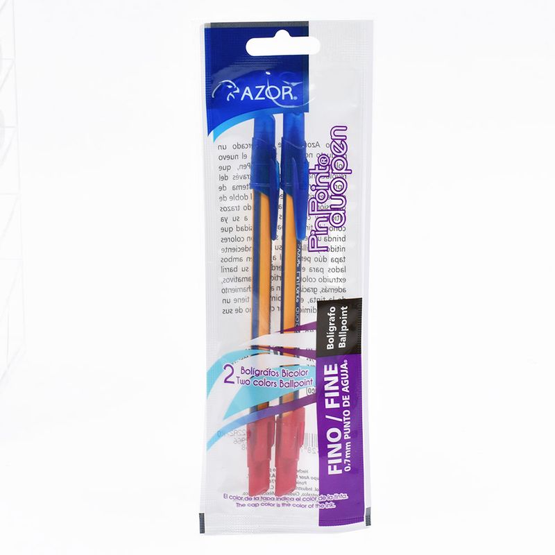 BOLIGRAFO FINO AZUL/ROJO DUO PIN POINT C/2 PZS