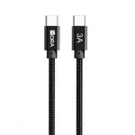 CABLE USB TIPO C A USB TIPO C 2M, 1HORA, NYLON NEGRO