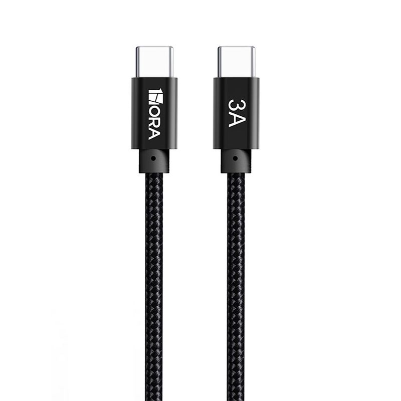 CABLE USB TIPO C A USB TIPO C 2M, 1HORA, NYLON NEGRO