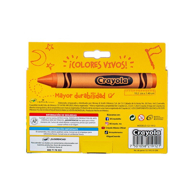 CRAYON REDONDO EXTRA JUMBO CON 12 CRAYOLA