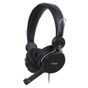 Diadema Alámbrica Vorago Hs-201 Doble Jack 3.5Mm Micrófono Retráctil Color Negro Vocaudab013