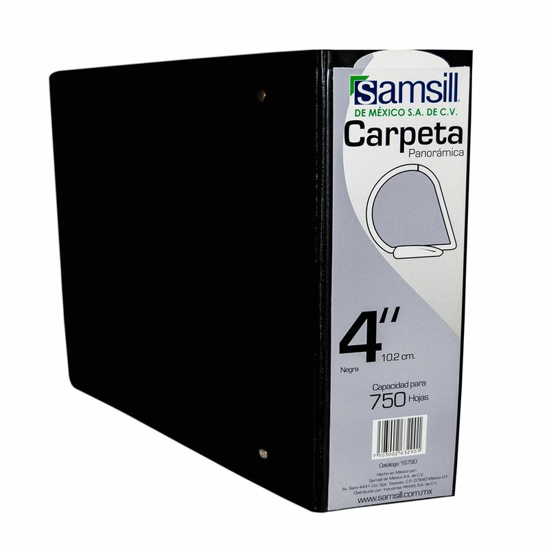 CARPETA ARILLO 4" D NEGRA CON VENTANA SAMSILL