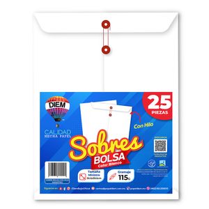 Sobre Bolsa Ministro (Legal) Blanco Con Rondana 25 Pzas 11550Hblanco3053