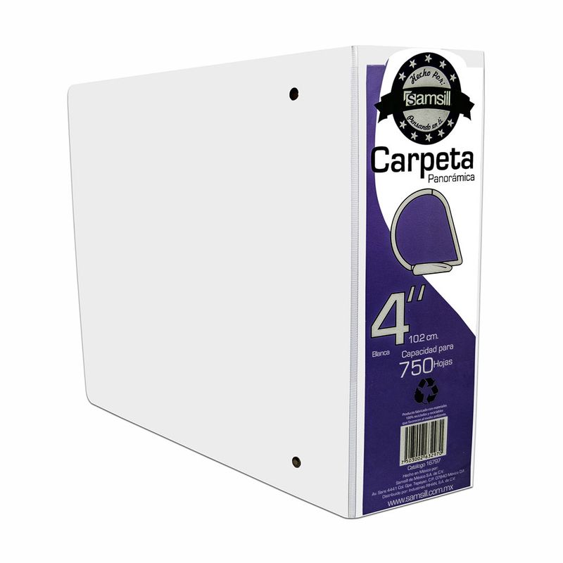 CARPETA ARILLO 4" D BLANCA CON VENTANA SAMSILL