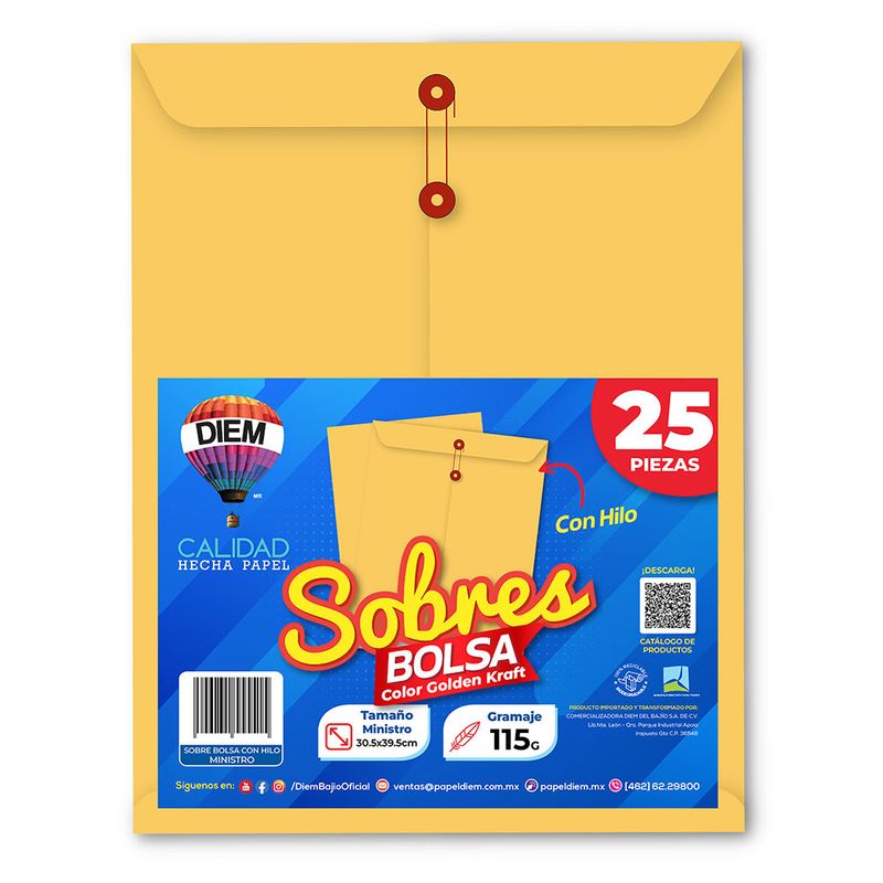 SOBRE BOLSA GOLDEN CON RONDANA 115G MINISTROCON 25