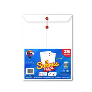 Sobre Bolsa Carta Blanco Con Rondana 25 Pzas 11550Hblanco2330