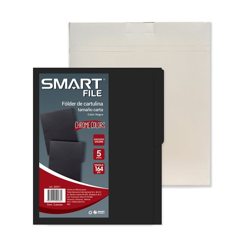 FOLDER CARTA NEGRO CON 5PZAS