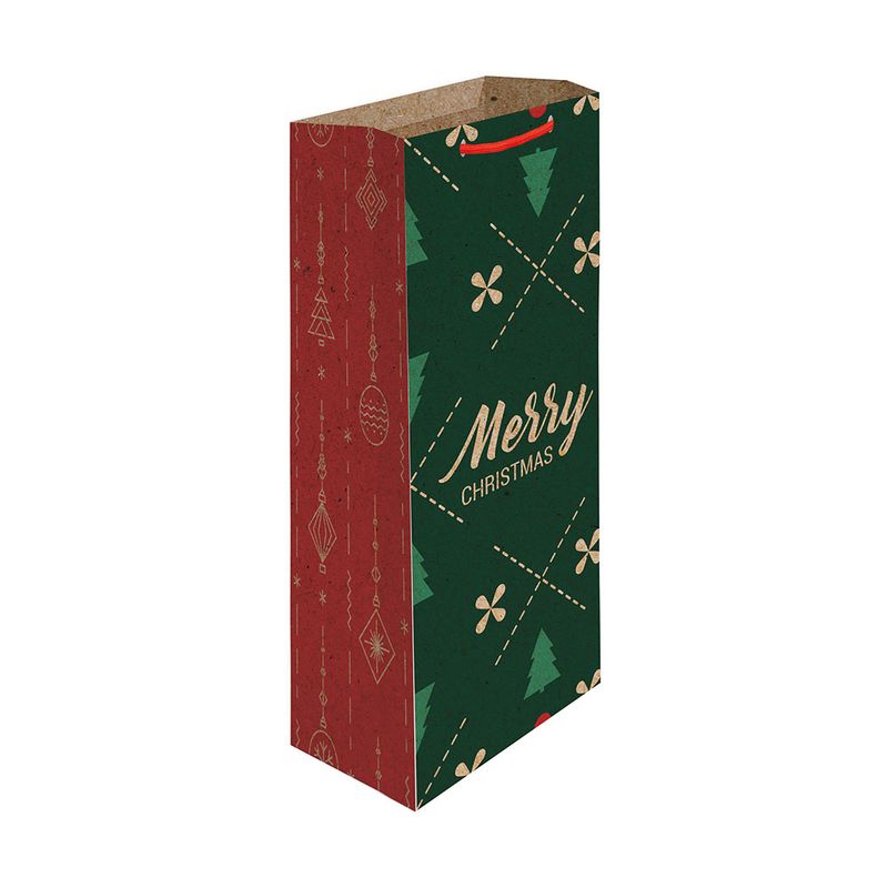 BOLSA REGALO BOTELLA KRAFT NAVIDAD