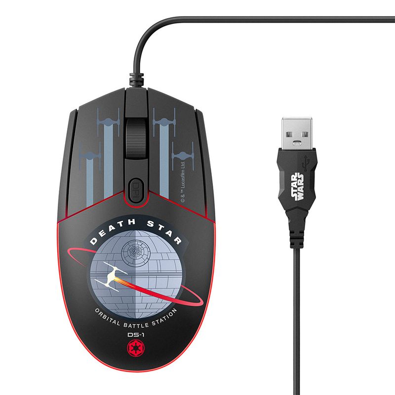 MOUSE ALAMBRICO USB 800/1200/1600 DPI STAR WARS, AZUL/NEGRO/ROJO