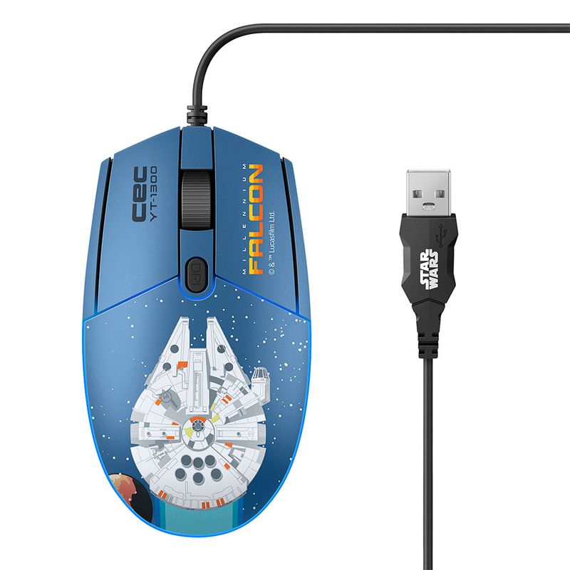MOUSE ALAMBRICO USB 800/1200/1600 DPI STAR WARS, AZUL/NEGRO/ROJO
