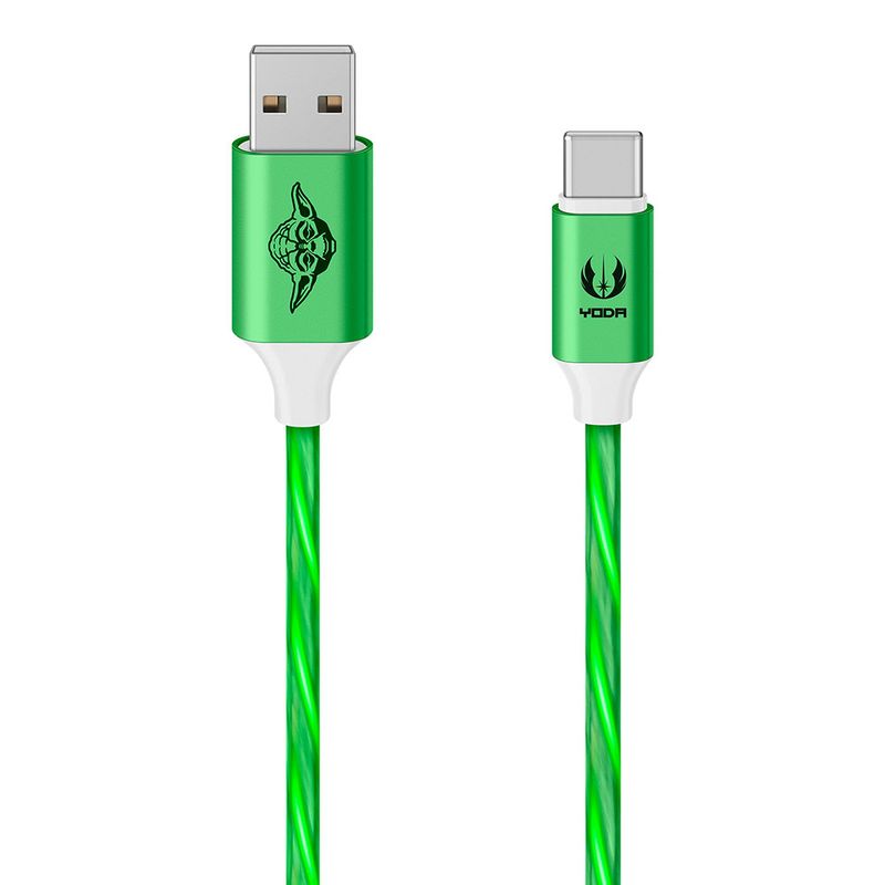 CABLE USB A USB C CON LUZ LED DE 1 M, STAR WARS VERDE/ROJO