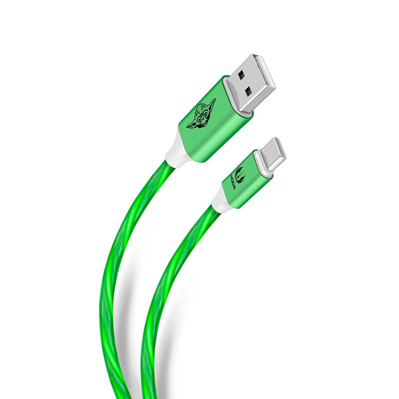CABLE USB A USB C CON LUZ LED DE 1 M, STAR WARS VERDE/ROJO