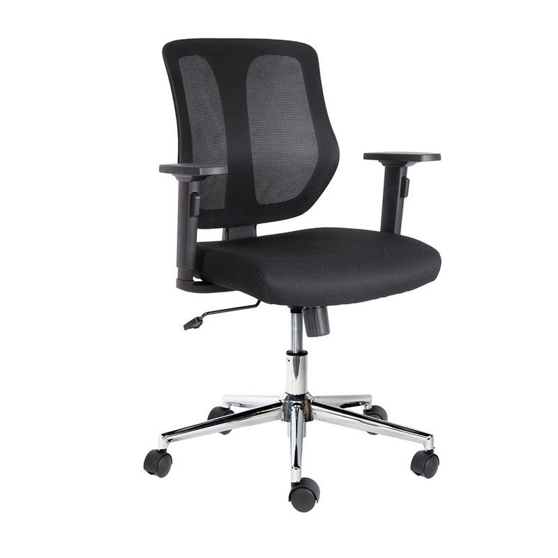 SILLA SECRETARIAL C/BRAZOS TELA RESPALDO MALLA WIND NEGRO