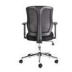 SILLA SECRETARIAL C/BRAZOS TELA RESPALDO MALLA WIND NEGRO