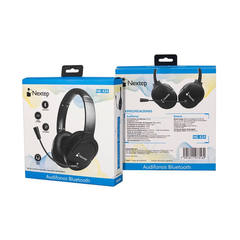 AUDIFONOS DIADEMA BLUETOOTH NEXTEP NEGRO