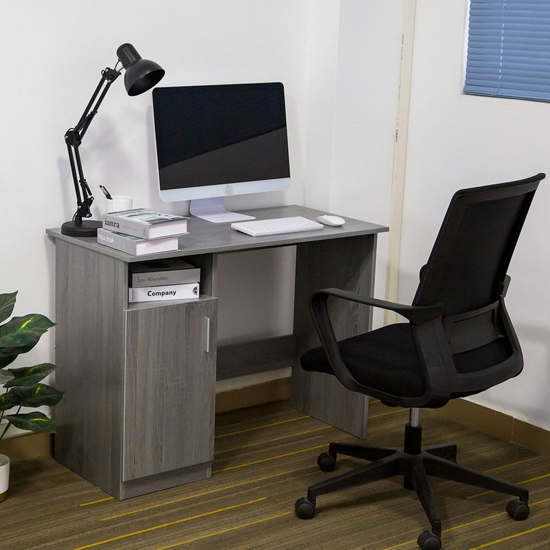 ESCRITORIO PARA COMPUTADORA CON GABINETE CENIZO