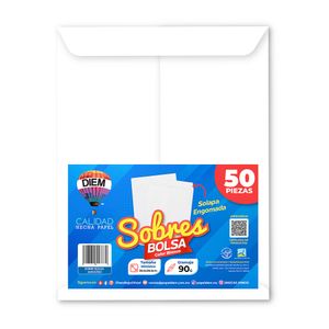 Sobre Bolsa Ministro (Legal) Blanco Engomado 50 Pzas 90Blanco305395