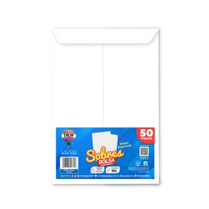 Sobre Bolsa Oficio Blanco Engomado 50 Pzas 90Blanco23534