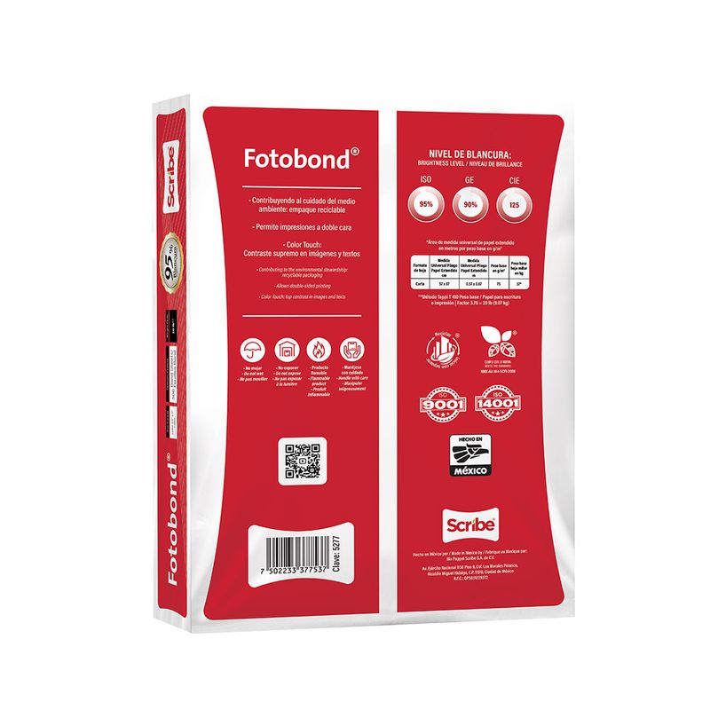 PAPEL FOTOBOND CARTA BLANCO 37K C/500HJS