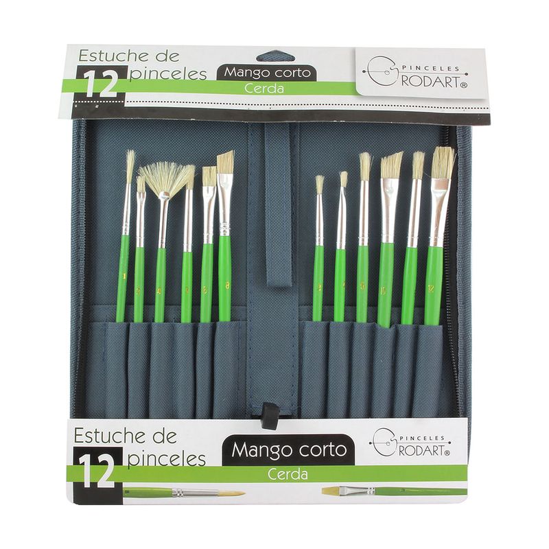 ESTUCHE DE 12 PINCELES SURTIDO VERDE RODART