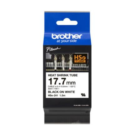 Cinta Brother HSE241 Termorretráctil Ancho 177mm Texto Negro Sobre Fondo Blanco