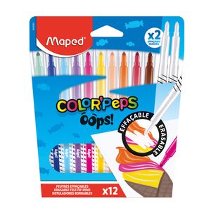 Marcador Delgado Borrable Color'Peps Oops Con 12Pzas 844200