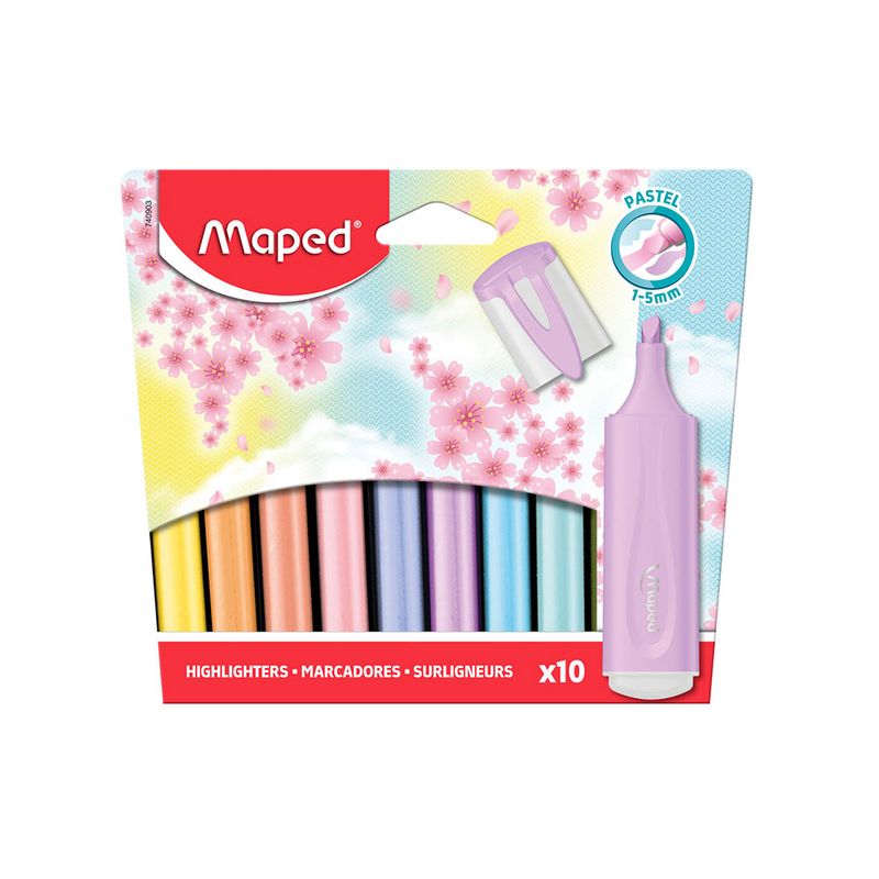 MARCADOR FLUORESCENTE COLORES SURTIDOS CON 10PZAS PASTEL