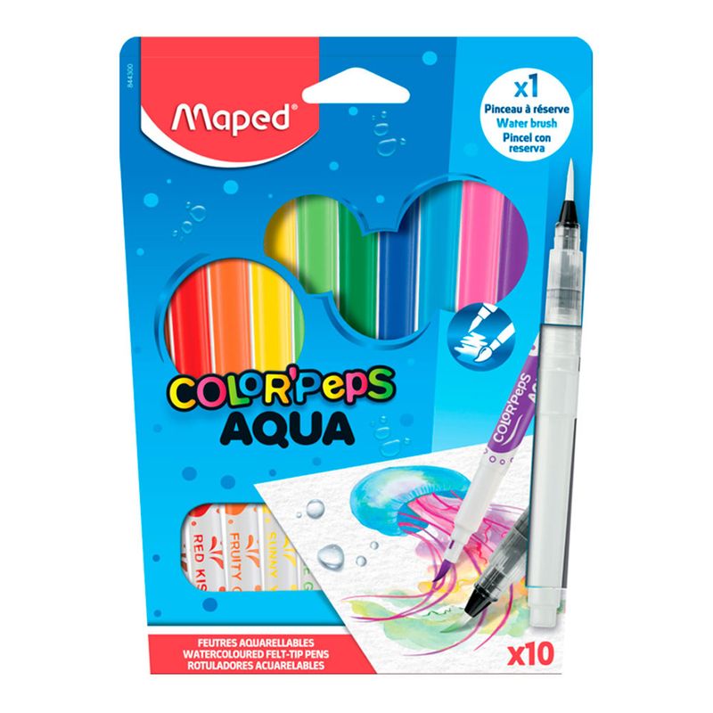 MARCADOR BASE AGUA DELGADO CON 10PZAS COLOR'PEPS AQUA