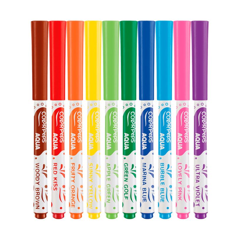 MARCADOR BASE AGUA DELGADO CON 10PZAS COLOR'PEPS AQUA