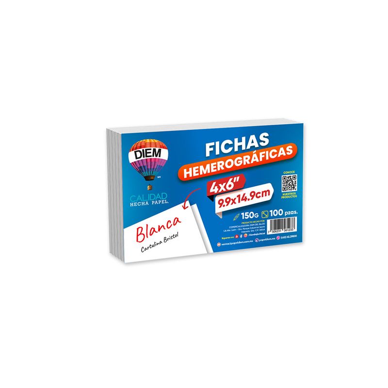 TARJETA BLANCA 4X6 CON 100 PARA ARCHIVO DIEM
