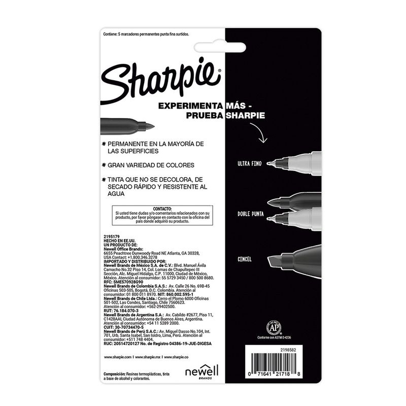 MARCADOR PERMANENTE FINO PORTRAITS CON 5 SHARPIE