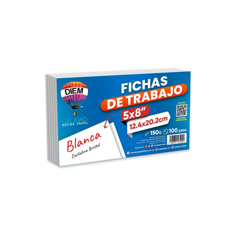 TARJETA BLANCA 5X8 CON 100 PARA ARCHIVO DIEM
